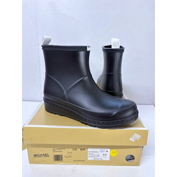 MICHAEL Michael Kors Women's Mac Rain Bootie Black Booties Rubber Size 6M - Picture 1 of 6